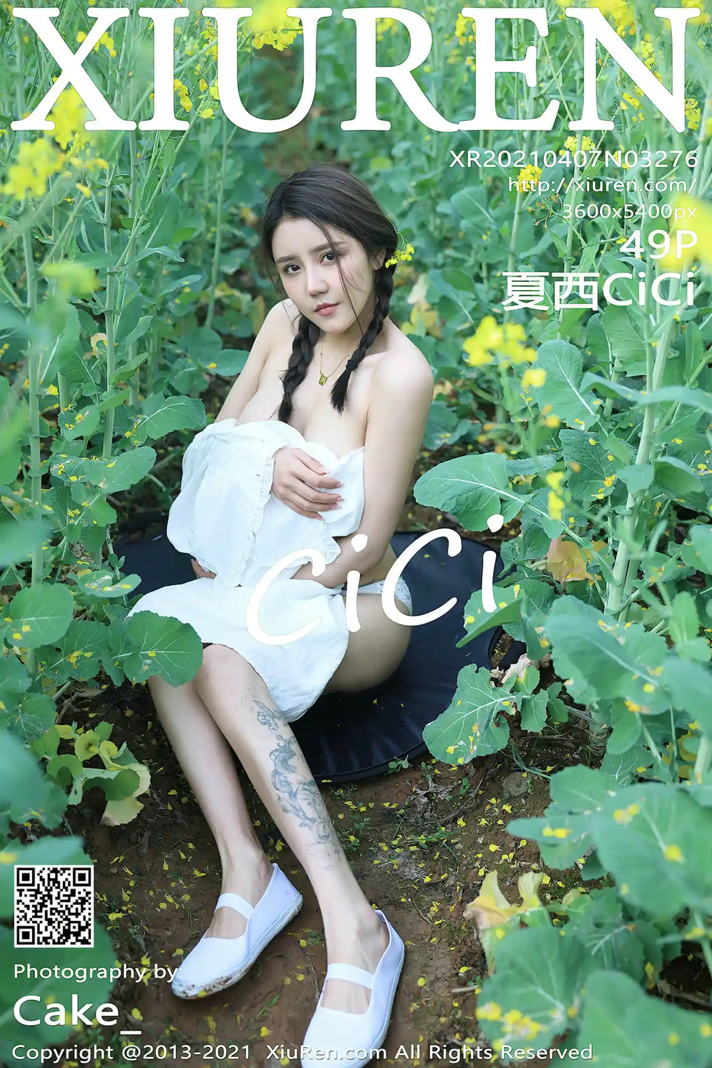 [XiuRen秀人网]No.3276_嫩模夏西CiCi花丛外拍主题洁白短裙露蕾丝内裤秀翘臀诱惑写真49P-秀人网 - XiuRen.Xyz